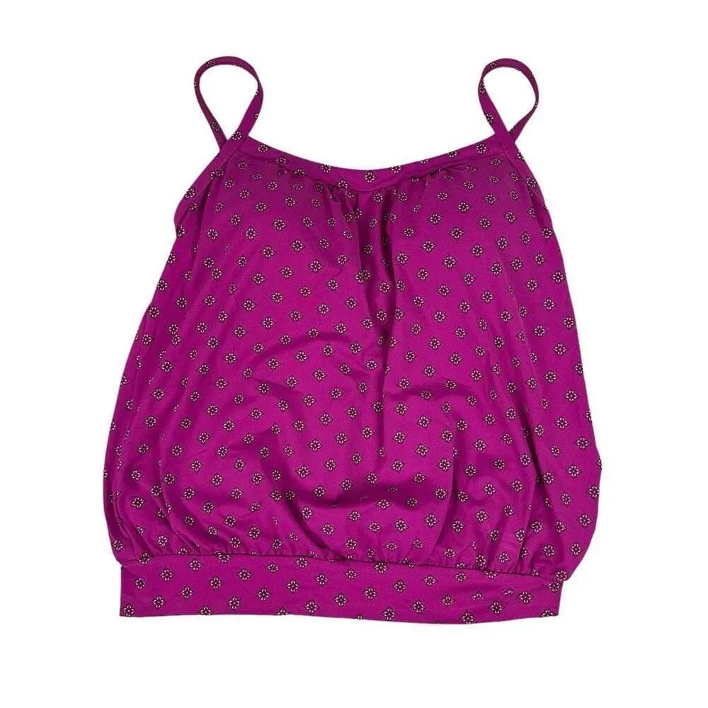 Lands’ End Blouson Tankini Top size 6 Pink Blue White